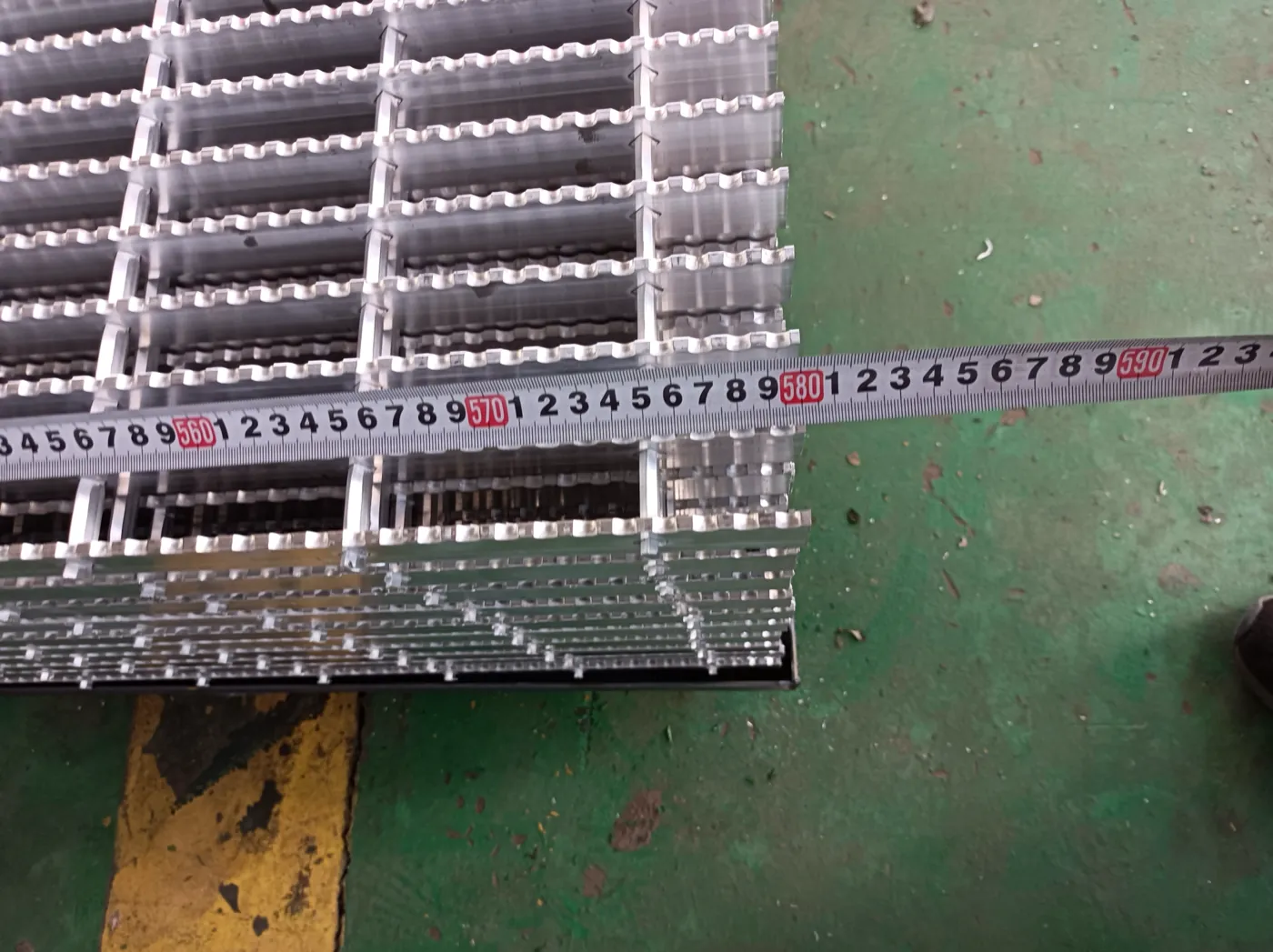 Aluminum grating panel — swage-locked construction close-up